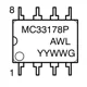 ON SemiconductorMC33178PGLinear - Amplifiers - Instrumentation, OP Amps, Buffer Amps Pin Diagram_2
